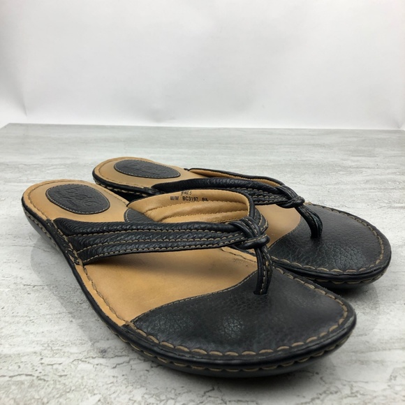 boc Shoes - Boc Black Leather Flip Flops